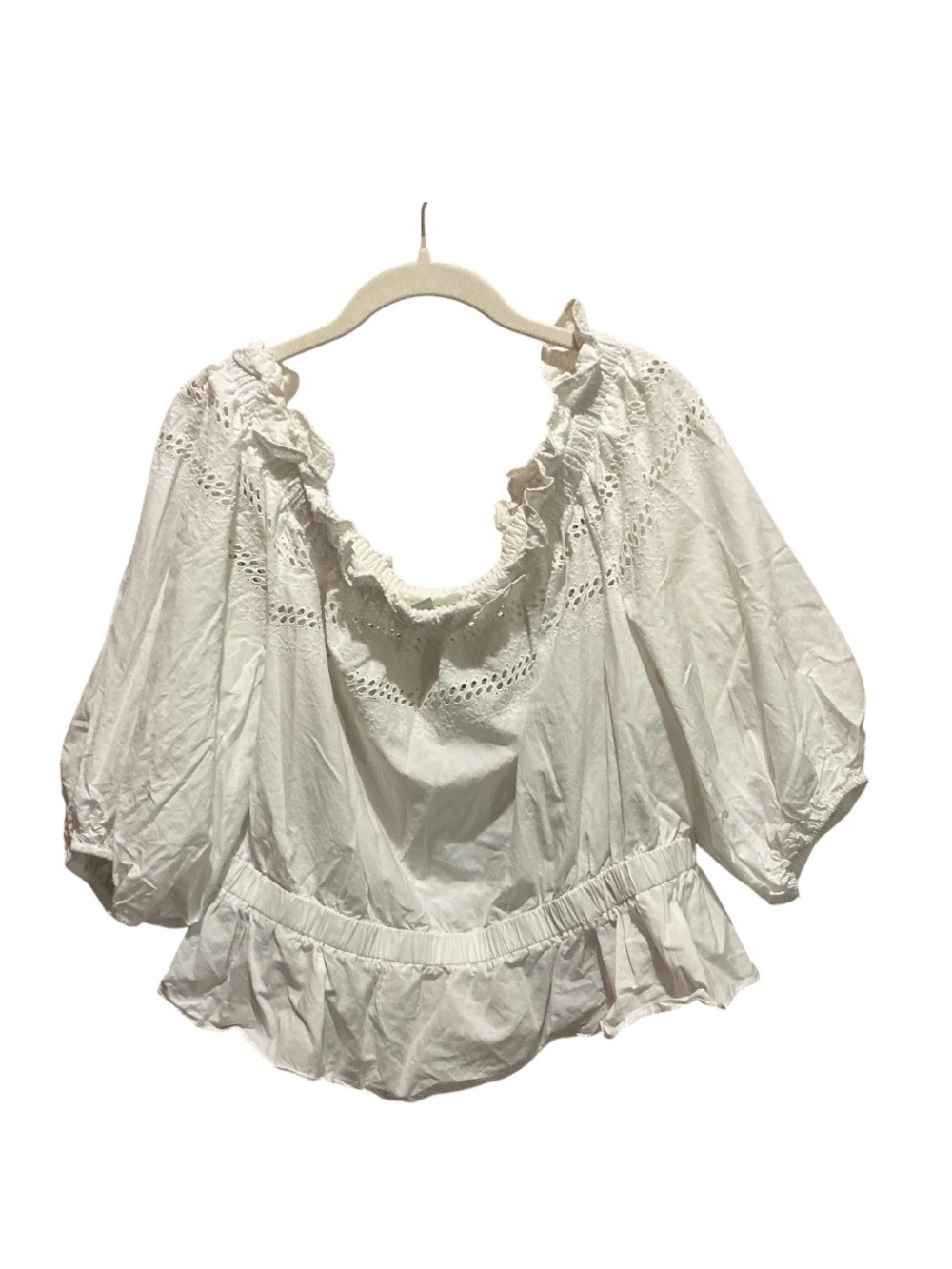 Ryegrass Women’s White Eyelet Crop Blouse